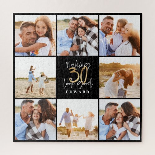 Making 30 look good gold black photo birthday  jigsaw puzzle