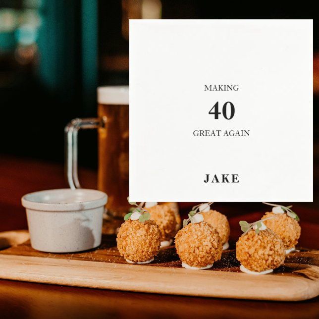 Making 40 Great Again Black Text Birthday Party Napkins (Creator Uploaded)