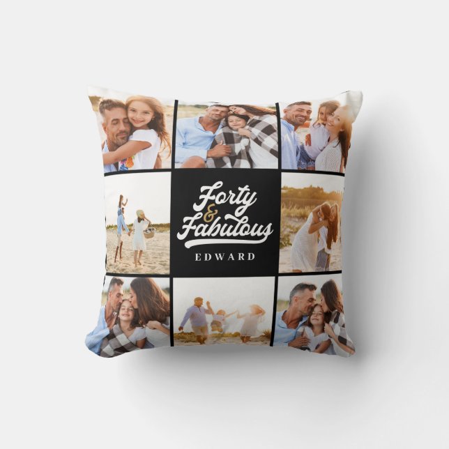 Making 40 look good gold black photo birthday thro throw pillow (Front)