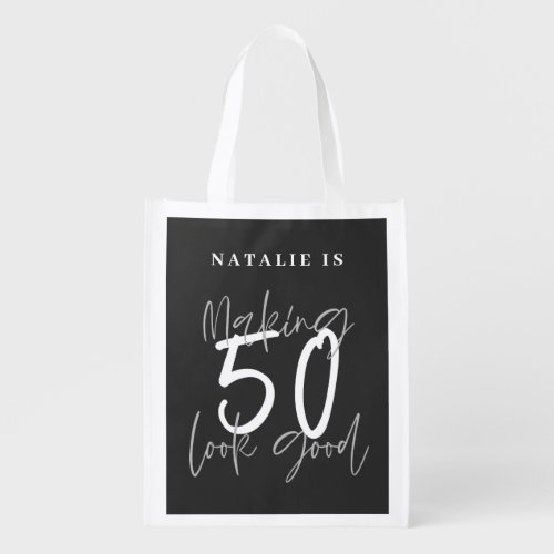 Making 50 look good age birthday personalized  grocery bag