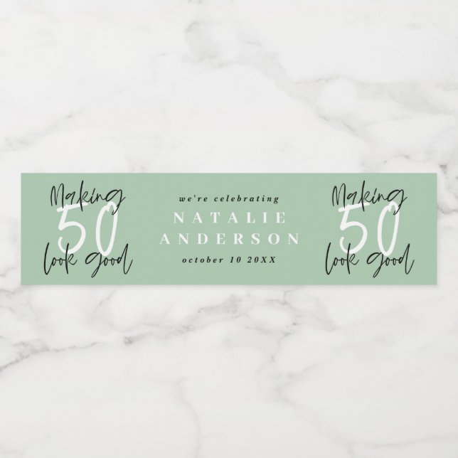 Making 50 look good birthday celebration water bottle label (Single Label)