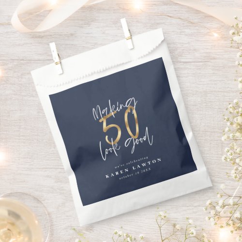 Making 50 look good birthday celebration wine labe favor bag