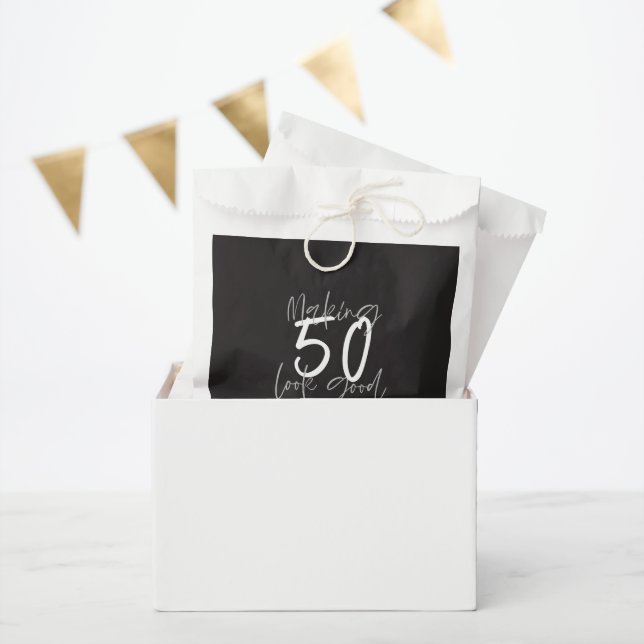 Making 50 look good birthday celebration wine labe favor bag (Party)