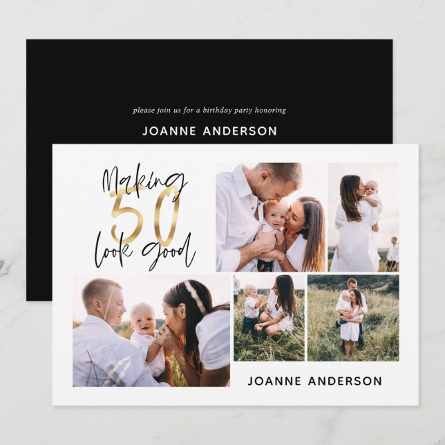 Making 50 look good birthday multi photo holiday card (Front/Back)