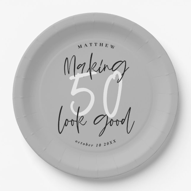 Making 50 look good Birthday party Paper Plates (Front)