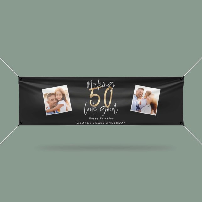 making 50 look good black and gold birthday  banner (Creator Uploaded)