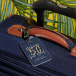 Making 50 look good blue gold birthday  luggage tag<br><div class="desc">Celebrate your 50th birthday in style with this blue,  white and gold effect 50 and fabulous birthday design. A modern design with script text and bold graphics. Change the colour to customise. Part of a collection.</div>