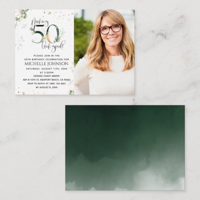 Making 50 Look Good Botanical Photo Invitation (Front/Back)