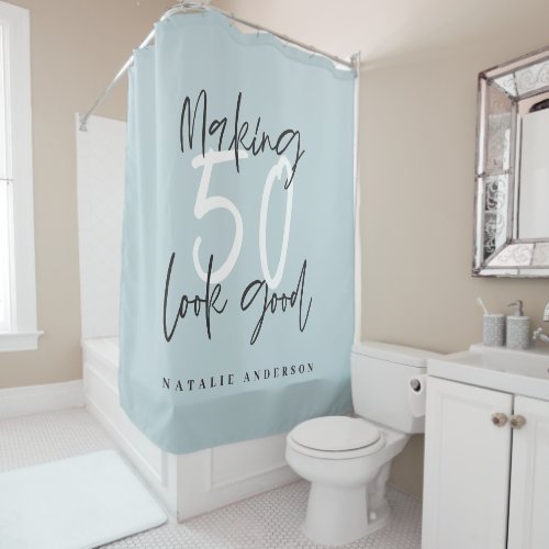 Making 50 look good chic modern birthday shower curtain