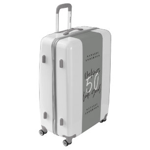 Making 50 look good chic monochrome birthday luggage