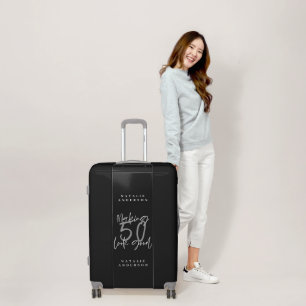 Making 50 look good chic monochrome birthday luggage