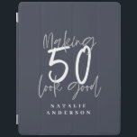 Making 50 look good colorful birthday celebration iPad smart cover<br><div class="desc">Celebrate your 50th birthday in style with this colorful chic elegant 50 and fabulous birthday design. A modern design with script text and bold graphics. Change the colour to customise. Part of a collection.</div>