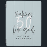 Making 50 look good colorful birthday celebration iPad smart cover<br><div class="desc">Celebrate your 50th birthday in style with this colorful chic elegant 50 and fabulous birthday design. A modern design with script text and bold graphics. Change the colour to customise. Part of a collection.</div>