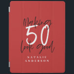 Making 50 look good colorful birthday celebration iPad smart cover<br><div class="desc">Celebrate your 50th birthday in style with this colorful chic elegant 50 and fabulous birthday design. A modern design with script text and bold graphics. Change the colour to customise. Part of a collection.</div>