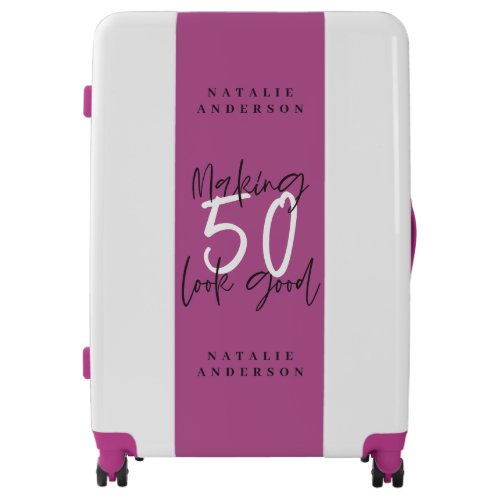 Making 50 look good colorful birthday luggage
