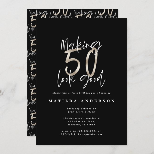 Making 50 look good elegant silver birthday (Front/Back)