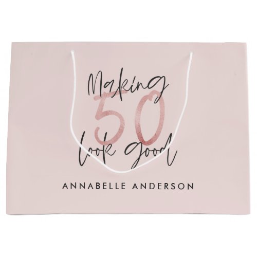 Making 50 look good girly pink glitter birthday large gift bag
