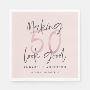 Making 50 look good girly pink glitter birthday napkins