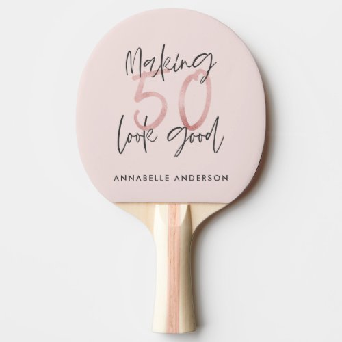 Making 50 look good girly pink glitter birthday ping pong paddle