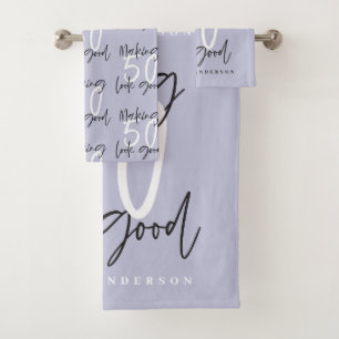 Making 50 look good gold birthday celebration bath towel set