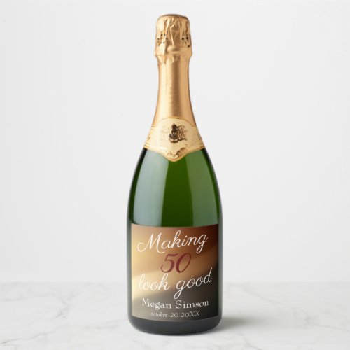 Making 50 look good gold birthday celebration Brow Sparkling Wine Label