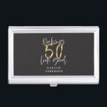 Making 50 look good gold birthday celebration business card case<br><div class="desc">Celebrate your 50th birthday in style with this black,  white and gold effect 50 and fabulous birthday design. A modern design with script text and bold graphics. Change the colour to customise. Part of a collection.</div>