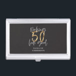 Making 50 look good gold birthday celebration business card case<br><div class="desc">Celebrate your 50th birthday in style with this black,  white and gold effect 50 and fabulous birthday design. A modern design with script text and bold graphics. Change the colour to customise. Part of a collection.</div>