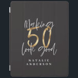 Making 50 look good gold birthday celebration iPad smart cover<br><div class="desc">Celebrate your 50th birthday in style with this black,  white and gold effect 50 and fabulous birthday design. A modern design with script text and bold graphics. Change the colour to customise. Part of a collection.</div>