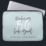 Making 50 look good gold birthday celebration laptop sleeve<br><div class="desc">Celebrate your 50th birthday in style with this chic,  elegant 50 and fabulous birthday design. A modern design with script text and bold graphics. Change the colour to customise. Part of a collection.</div>