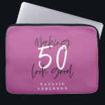 Making 50 look good gold birthday celebration laptop sleeve<br><div class="desc">Celebrate your 50th birthday in style with this chic,  elegant 50 and fabulous birthday design. A modern design with script text and bold graphics. Change the colour to customise. Part of a collection.</div>