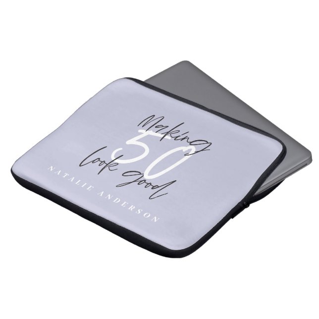 Making 50 look good gold birthday celebration laptop sleeve (Front Top)