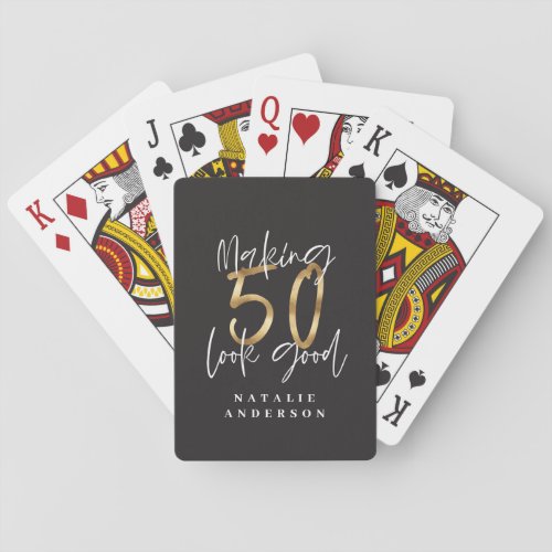 Making 50 look good gold birthday celebration poker cards