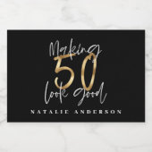 Making 50 look good gold birthday celebration sparkling wine label (Single Label)