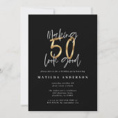 Making 50 look good gold birthday invitation (Front)