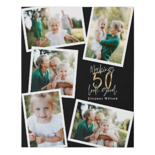 Making 50 look good gold birthday multi photo faux canvas print