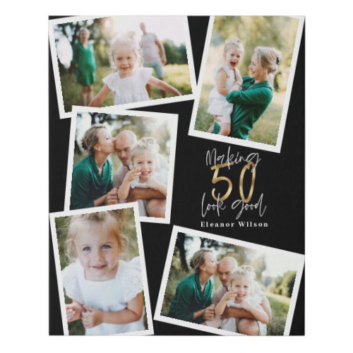 Making 50 look good gold birthday multi photo  faux canvas print