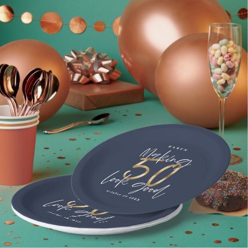 Making 50 look good gold Birthday party Paper Plat Paper Plates