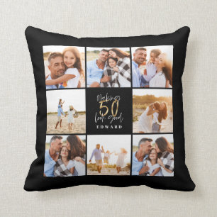 Making 50 look good gold black photo birthday throw pillow