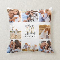 Making 50 look good gold black photo birthday throw pillow