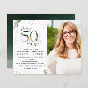 Making 50 Look Good Gold Photo Birthday Invitation