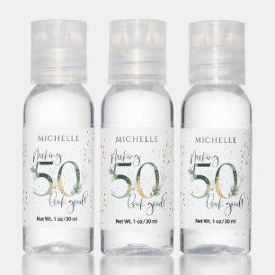 Making 50 Look Good Green Gold Botanical Birthday Hand Sanitizer