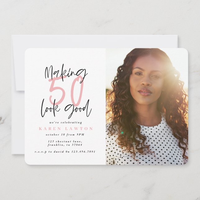 Making 50 look good photo birthday invitation (Front)