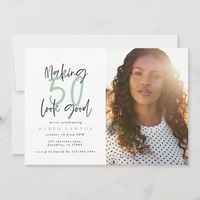 Making 50 look good photo birthday invitation (Front)