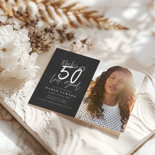 Making 50 look good photo birthday invitation