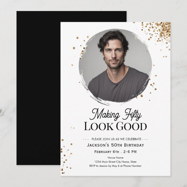 Making 50 Look Good Photo Birthday Invitation (Front/Back)