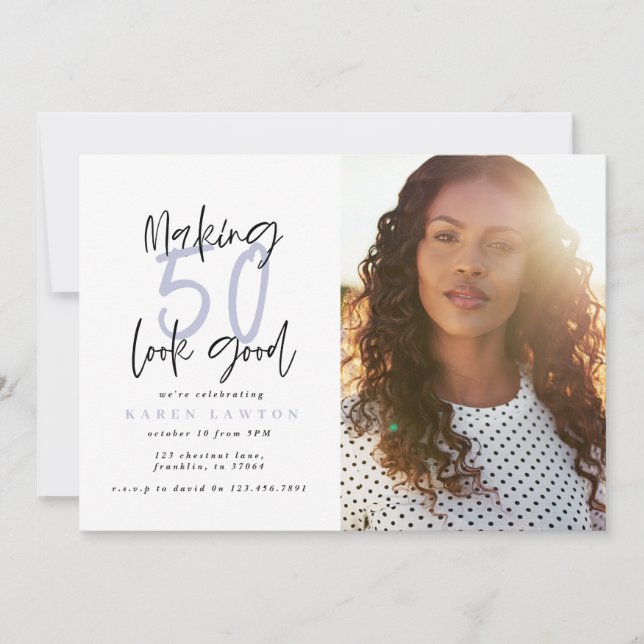 Making 50 look good photo birthday invitation (Front)