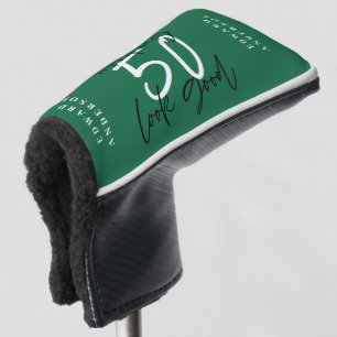 Making 50 look good typograph birthday celebration golf head cover
