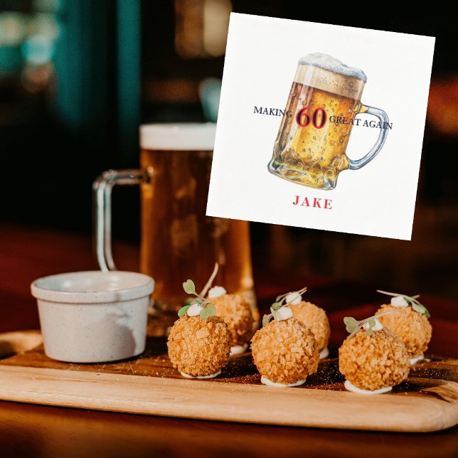 Making 60 Great Again Beer Birthday Party Napkins (Creator Uploaded)