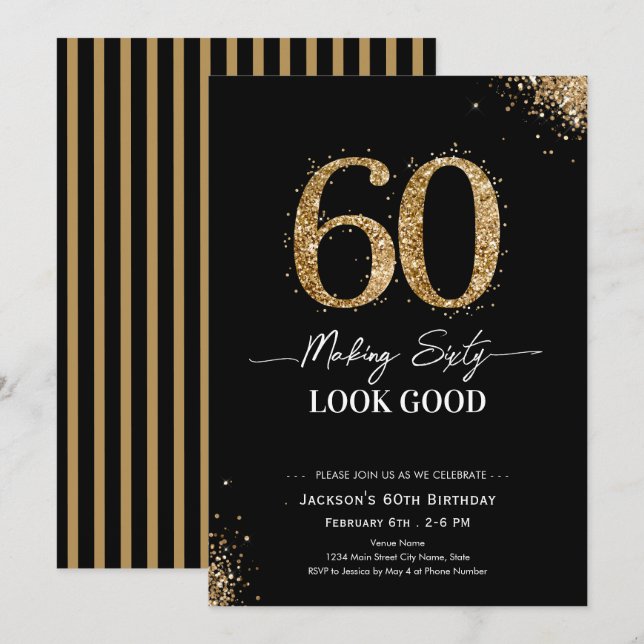 Making 60 Look Good Birthday Invitation (Front/Back)