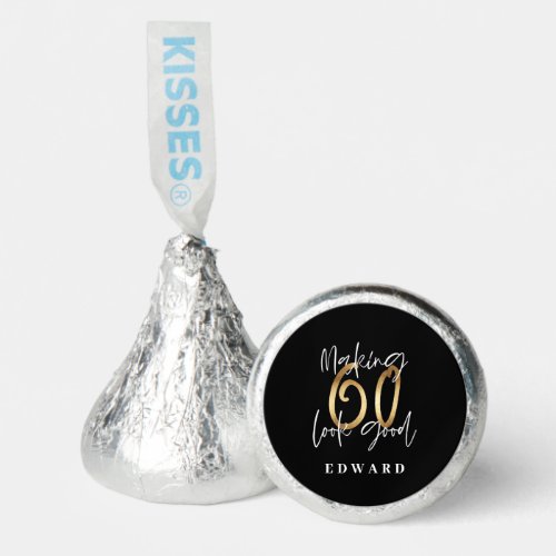 Making 60 look good gold birthday thank you hersheys kisses